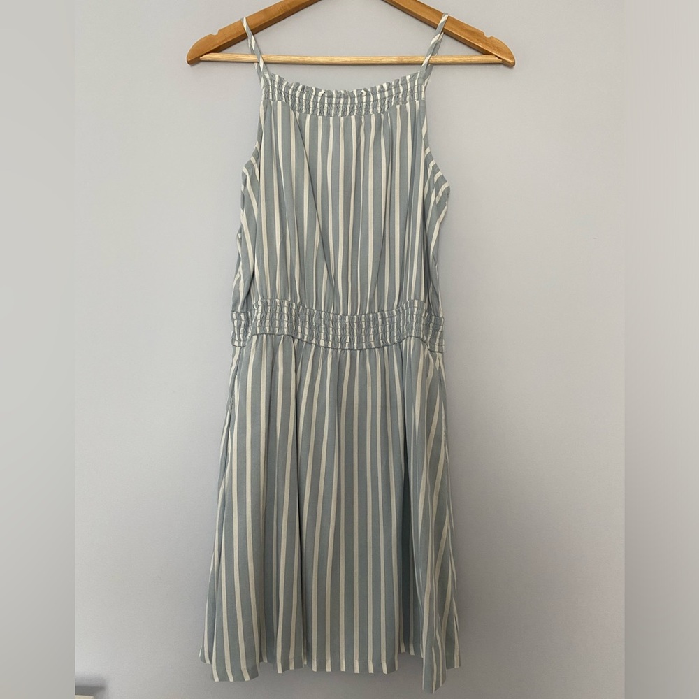 Abercrombie Kids Blue and White Striped Mini Dress Size 15/16